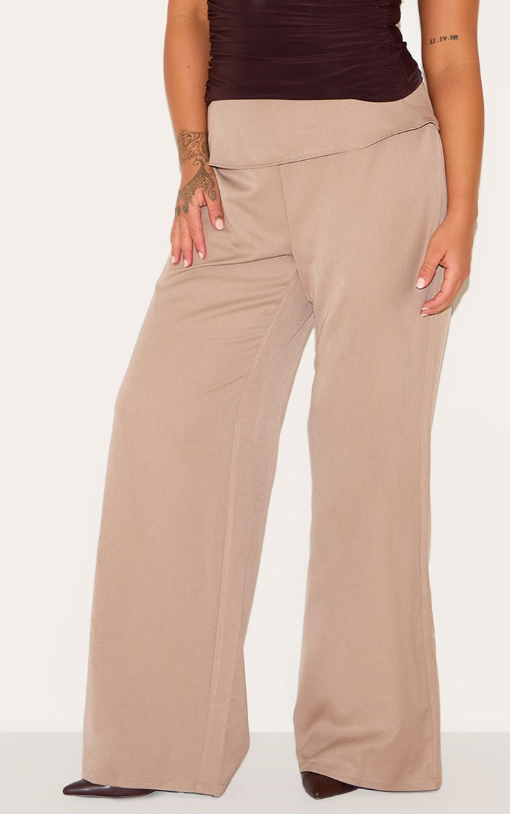 Plus Sand Tailored Design Fold Over Trousers