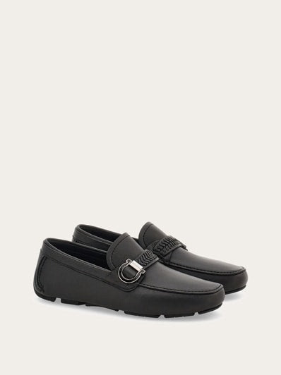 Luxury Black Leather Loafers with Metal Bit Detail