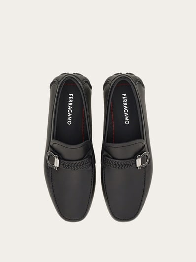 Luxury Black Leather Loafers with Metal Bit Detail
