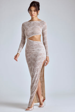 Lace Long Sleeve Maxi Dress in Ivory