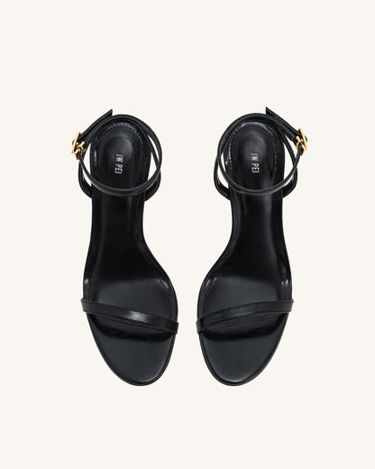 Alivia Gold Metal Heel Sandals - Denim Blue