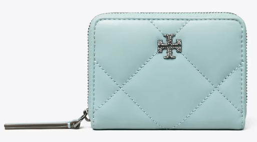 Tory Burch SMALL KIRA DIAMOND QUILT PAVÉ LOGO ZIP-AROUND WALLET - Wallets | Shop From The Mirage