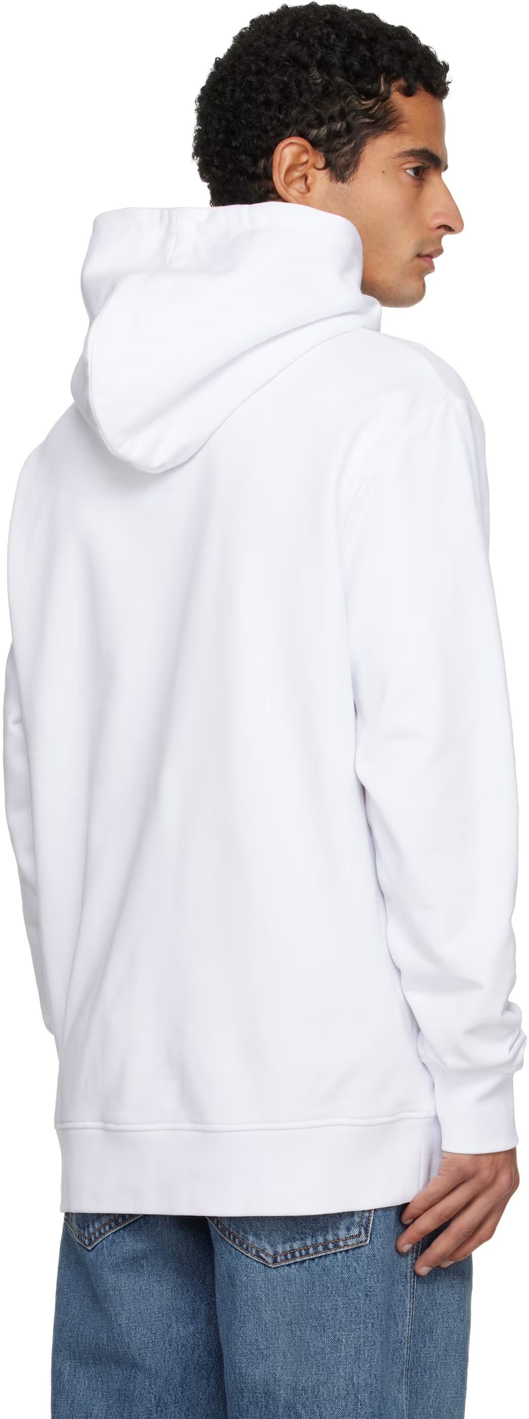 White 'Balmain' Stamp Printed Hoodie