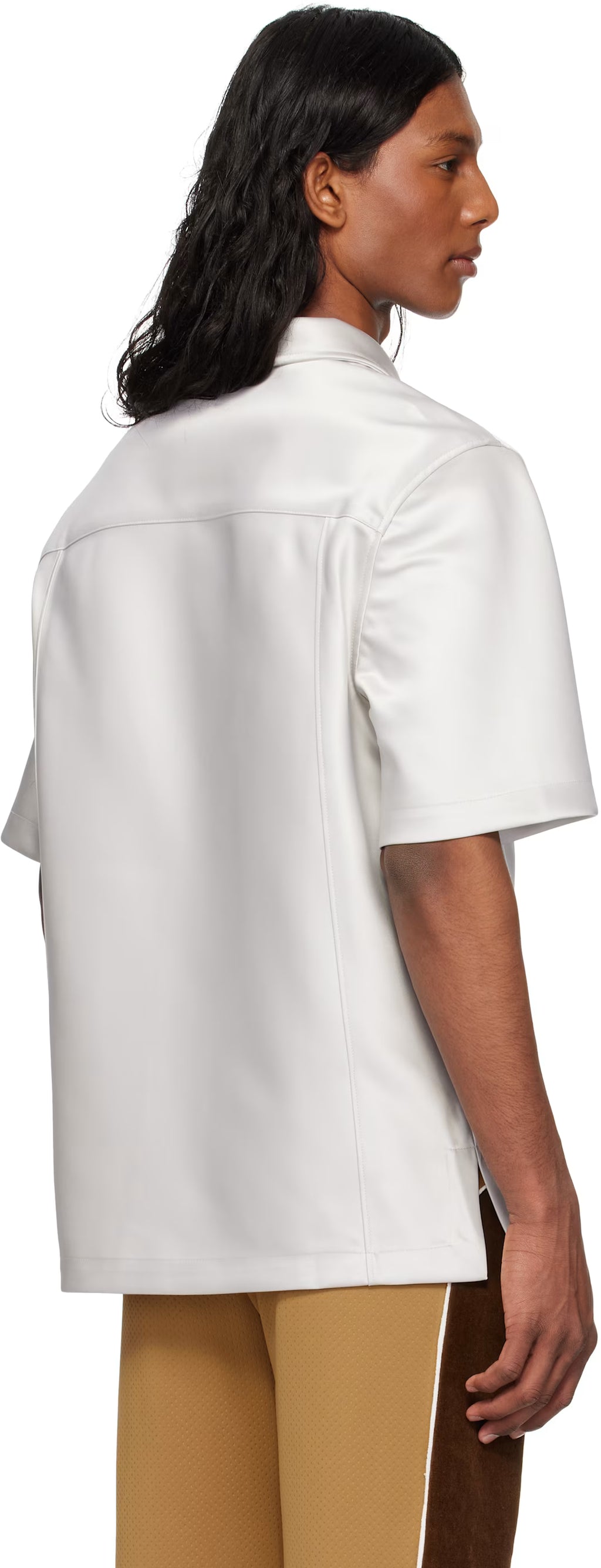 Gray Short Sleeve Satin Shirt