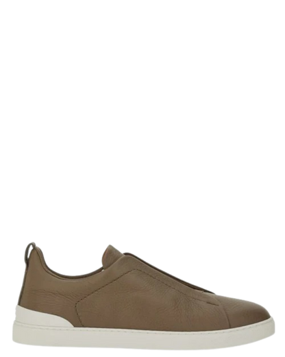 Zegna Men’s Beige Deer Leather Sneakers