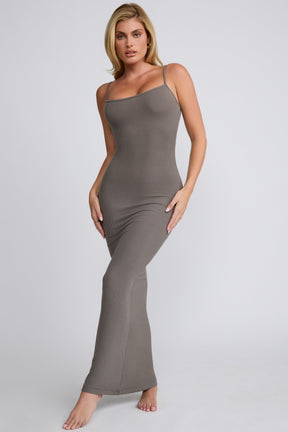 Modal Scoop-Neck Maxi Dress in Grey