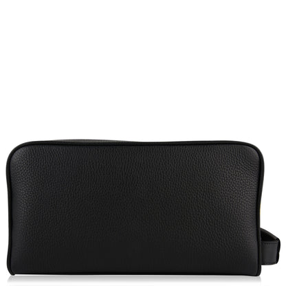 Grain Leather Double Zip Wash Bag
