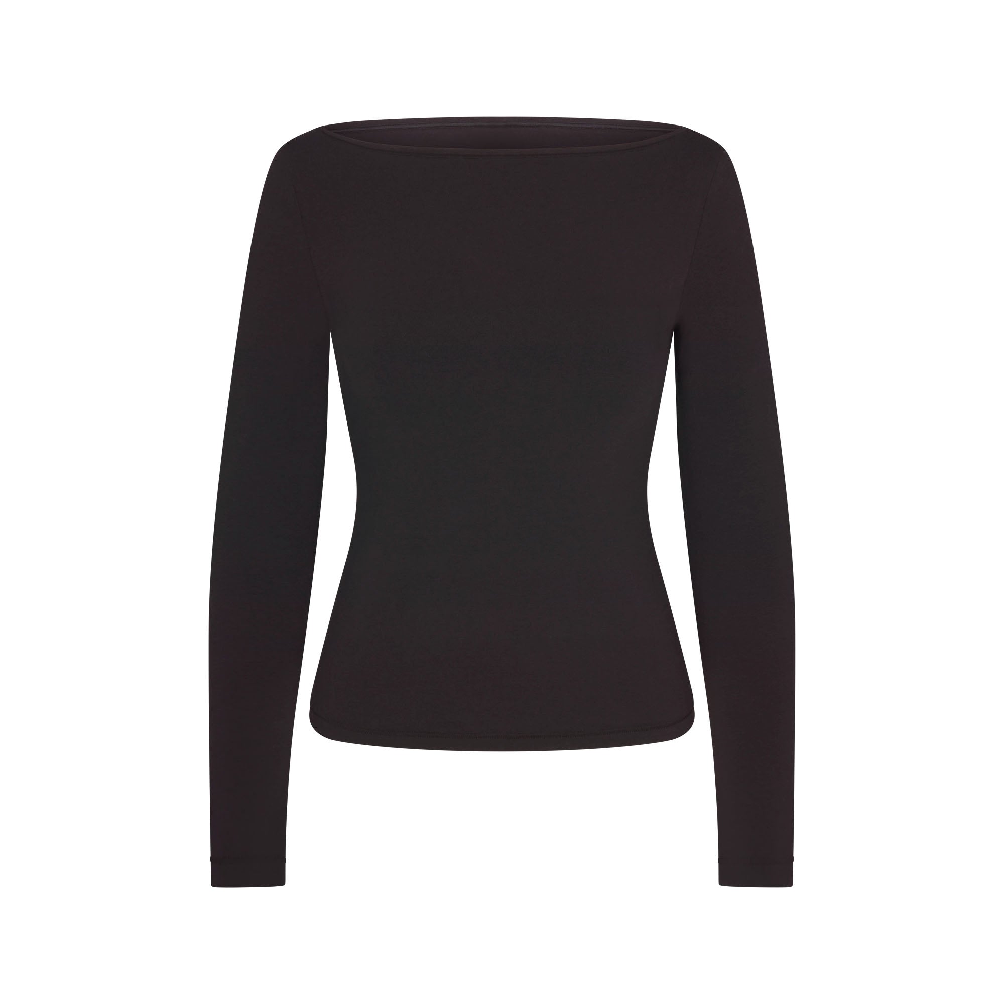 Cotton Jersey Long Sleeve Boatneck Top