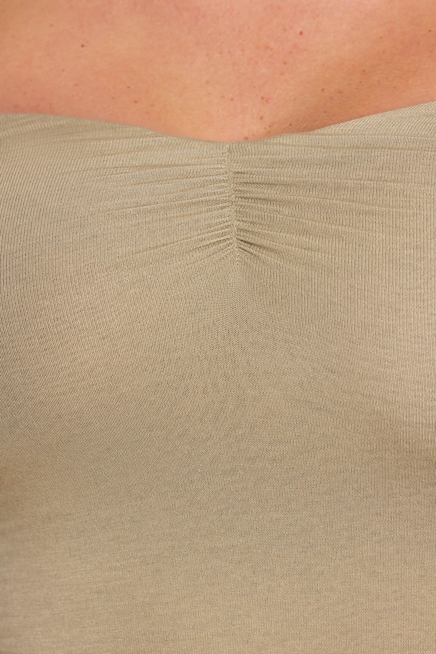 Long Sleeve Off-The-Shoulder Modal Cashmere Blend Maxi Dress in Taupe