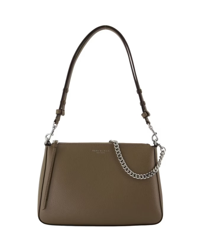 Leather Shoulder Bag - Khaki