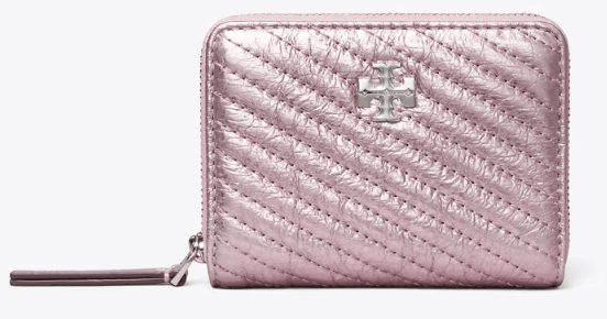 Tory Burch SMALL KIRA MOTO QUILT METALLIC ZIP-AROUND WALLET - Wallets | Shop From The Mirage