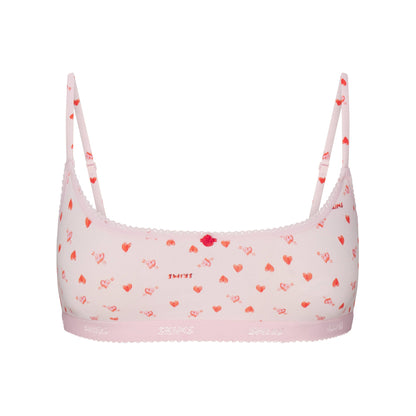 Lightweight Cotton Logo Picot Scoop Bralette