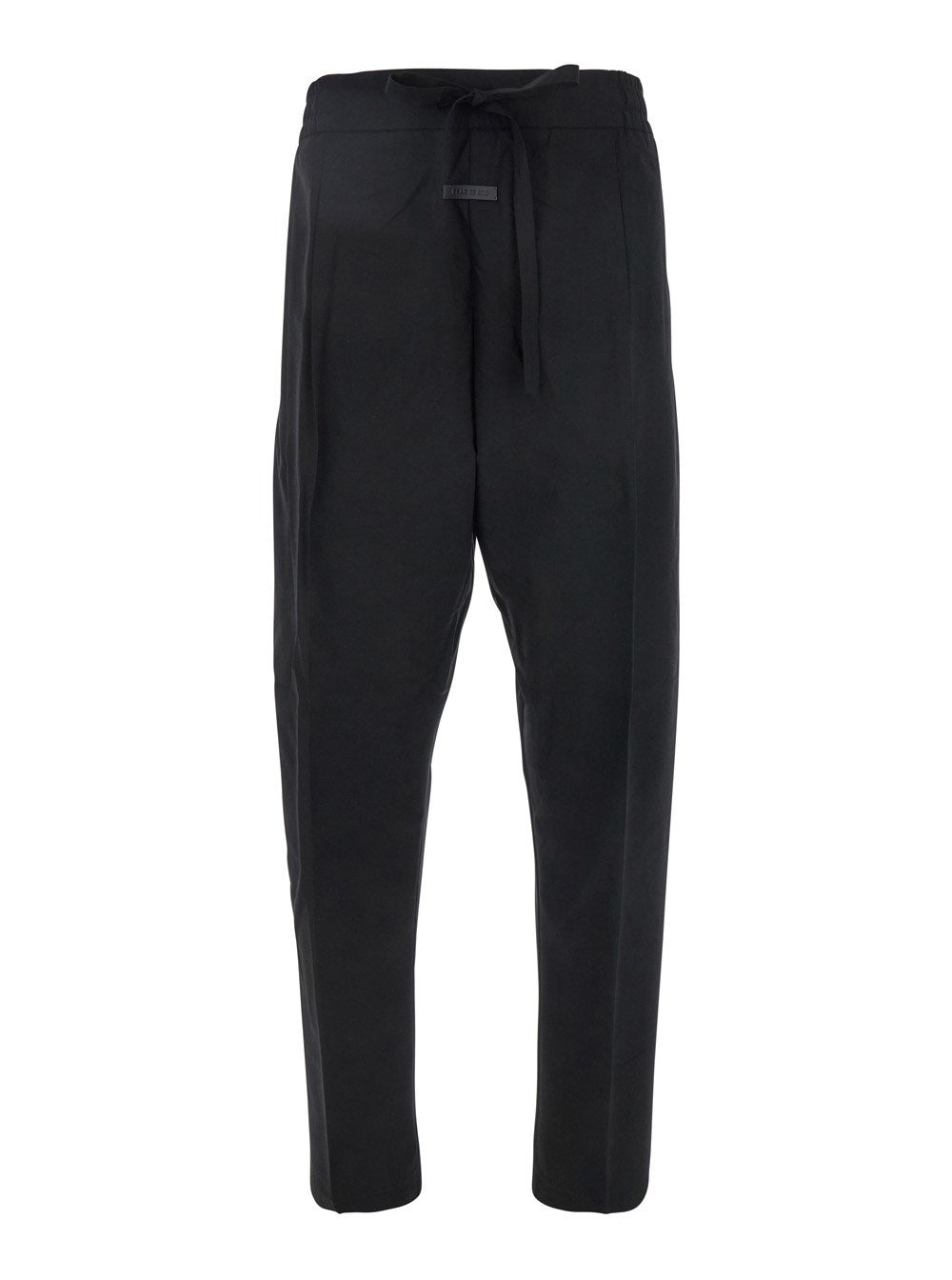 Fear of god Black Pants with Front Knot Closure and Logo Patch in Cotton and Wool Blend Woman