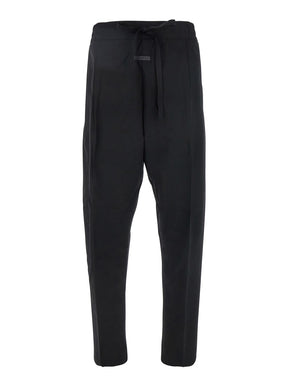 Fear of god Black Pants with Front Knot Closure and Logo Patch in Cotton and Wool Blend Woman