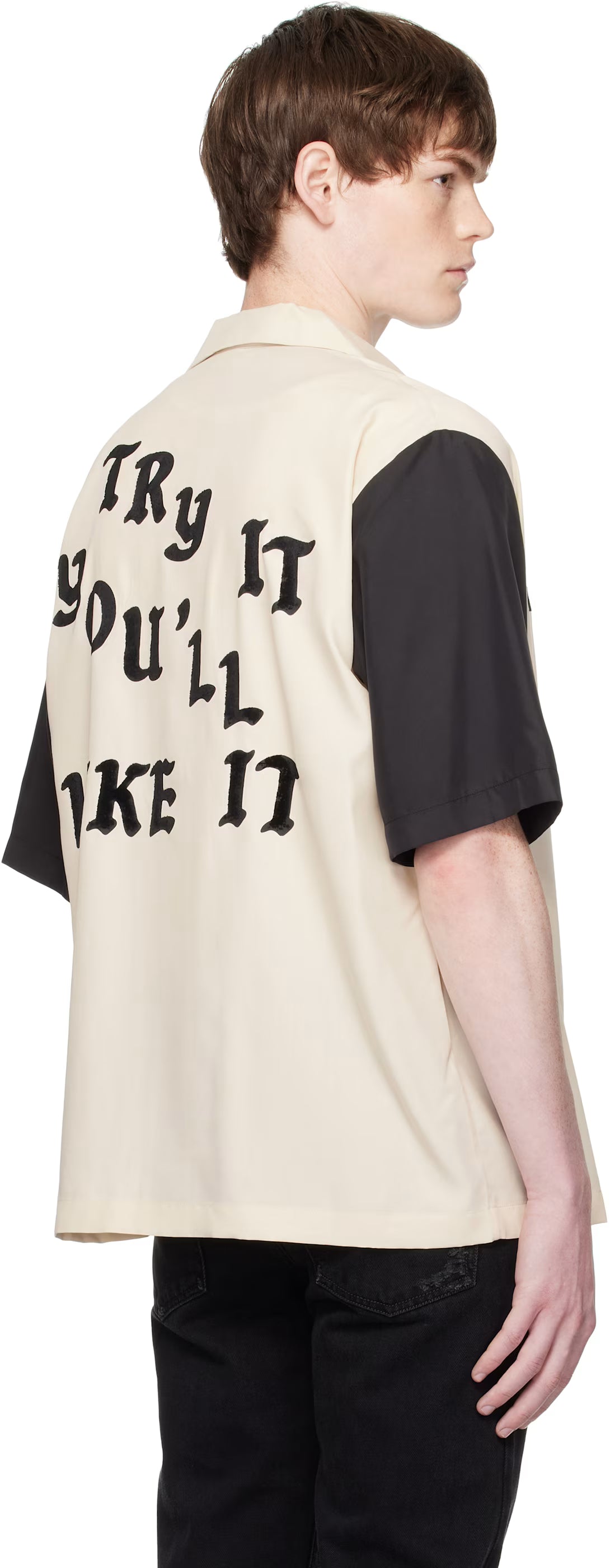 Beige 'Try It' Bowling Shirt