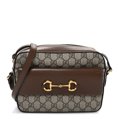 GG Supreme Monogram Small Horsebit 1955 Shoulder Bag Beige Brown Sugar