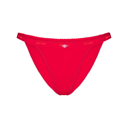 Lightweight Cotton Logo Picot String Bikini