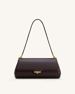 Eloise Woven Shoulder Bag - Dark Brown
