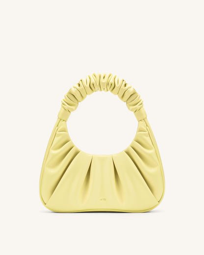 Gabbi Ruched Hobo Handbag - Light Yellow