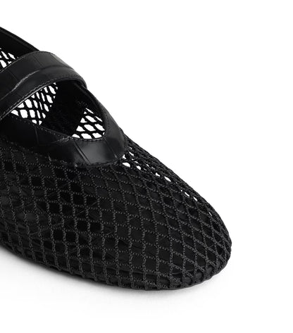 Alaïa Croc-Embossed Leather Mesh Ballet Flats