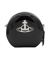 Black Leather Crossbody Bag with Silver Logo
