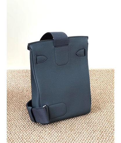 HERMES Gray leather shoulder bag