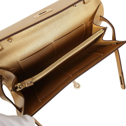 Hermès Kelly Wallet To Go Dore Chevre Chamkilight Permabrass