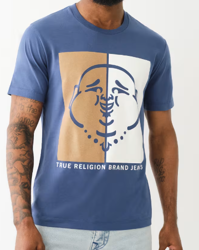 FLOCKED SPLIT BUDDHA FACE TEE