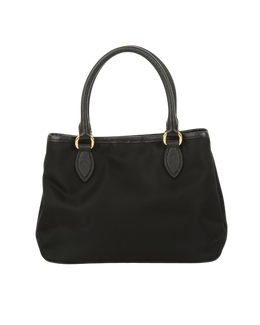 Saffiano Leather-Trimmed Tessuto Nylon Satchel w/ Strap & Authenticity Card