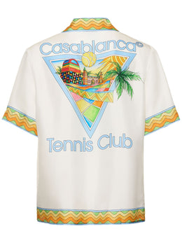 Casablanca Tennis Club print silk s/s shirt