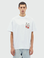Msgm White Crewneck T-Shirt with Patch on the Front and Logo Lettering on the Back in Cotton Man