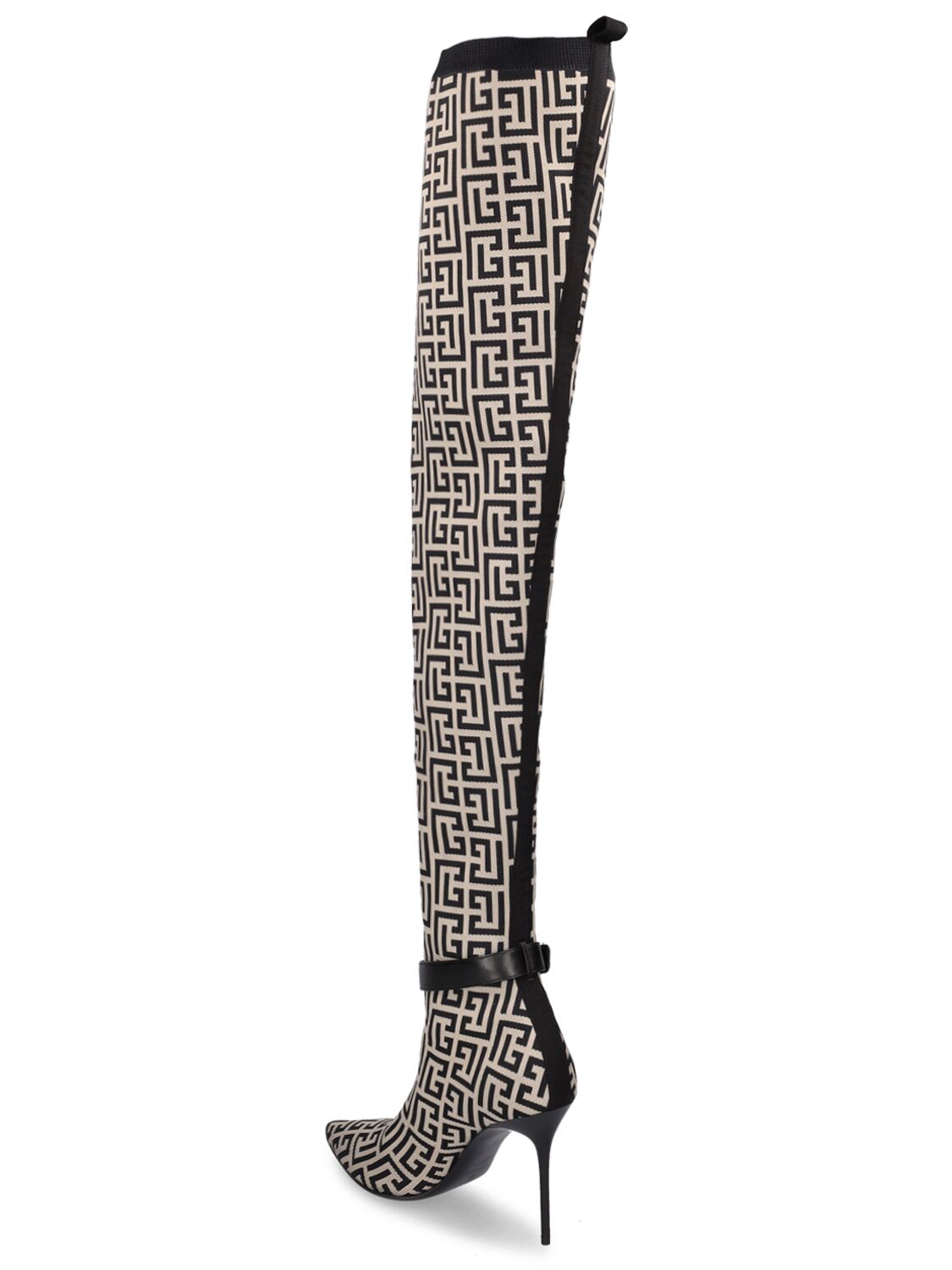 Balmain 110mm Raven monogram knit tall boots