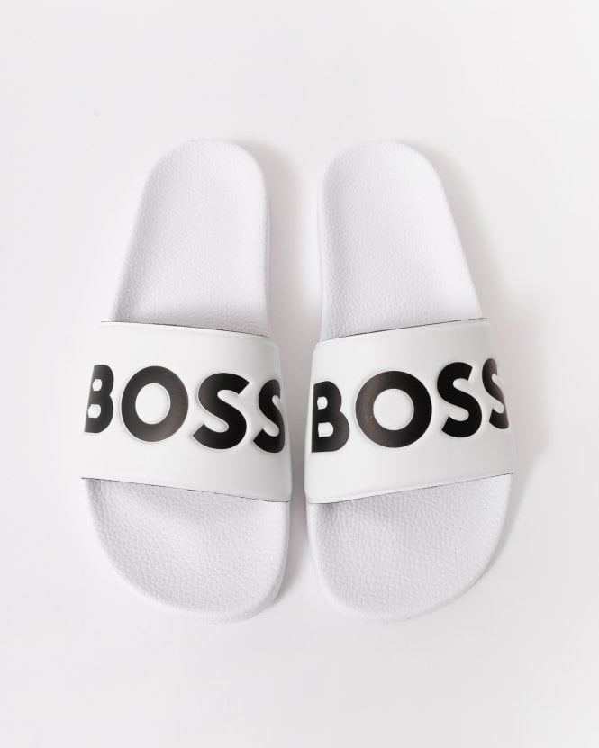 Aryeh Mens Italian-Made Slides with Large Logo Detai