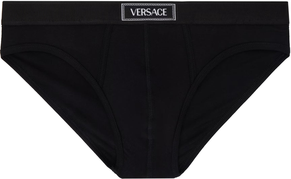 Versace Underwear Black 90s Vintage Logo Briefs