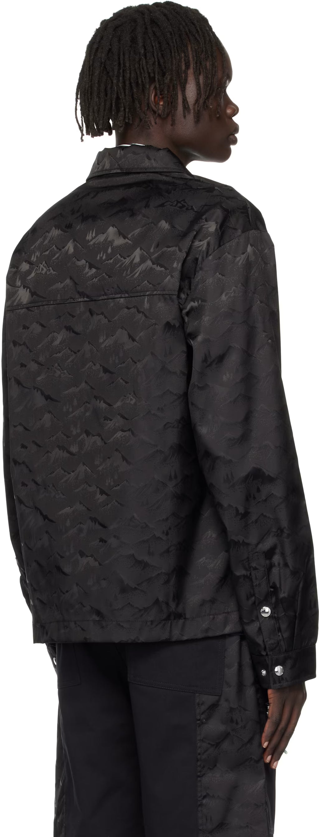 Black Nylon Mountain Short Sleeve Camo Zip Shirt