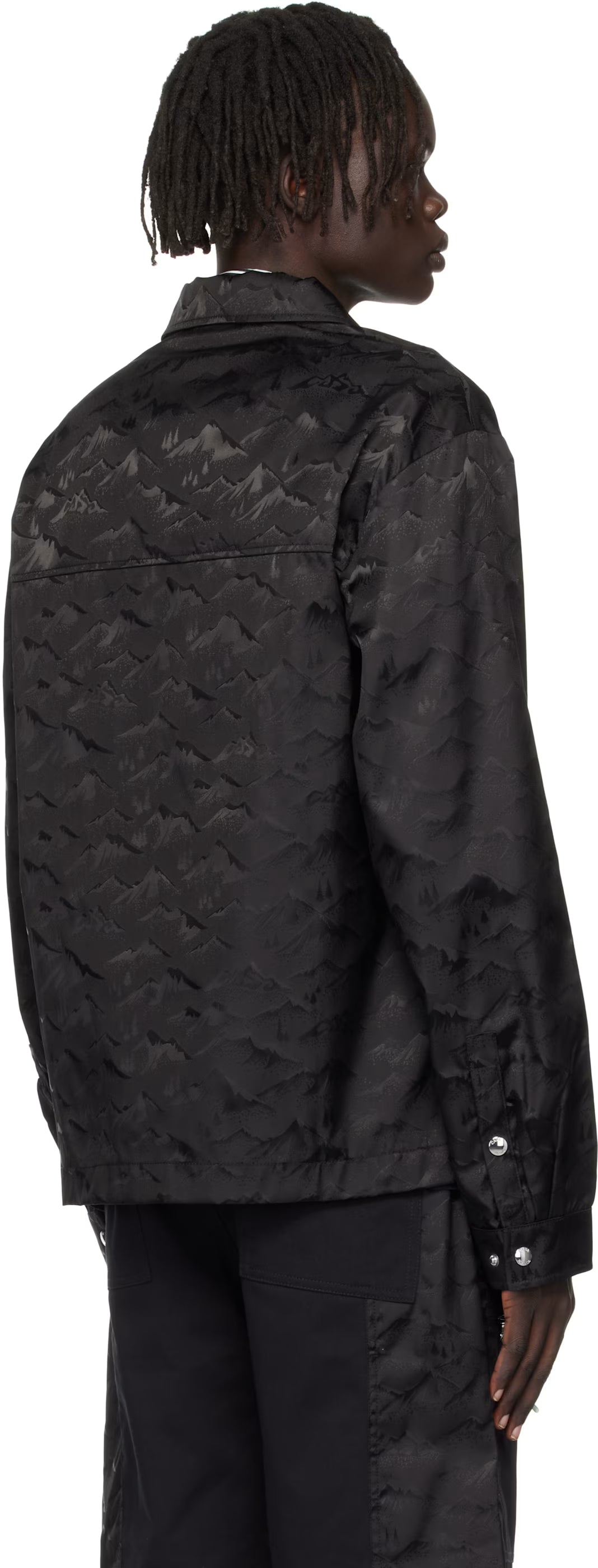 Black Nylon Mountain Short Sleeve Camo Zip Shirt