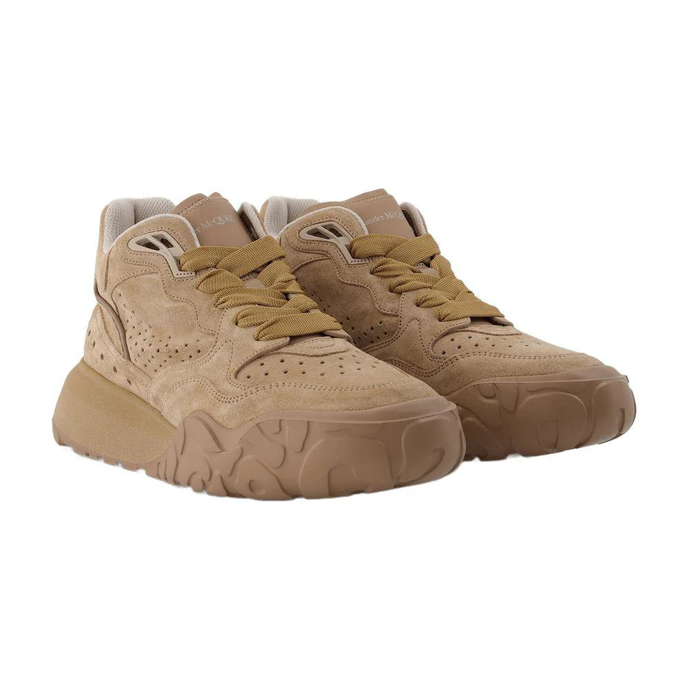 Alexander McQueen Men's New Court Calfskin Sneakers – Beige