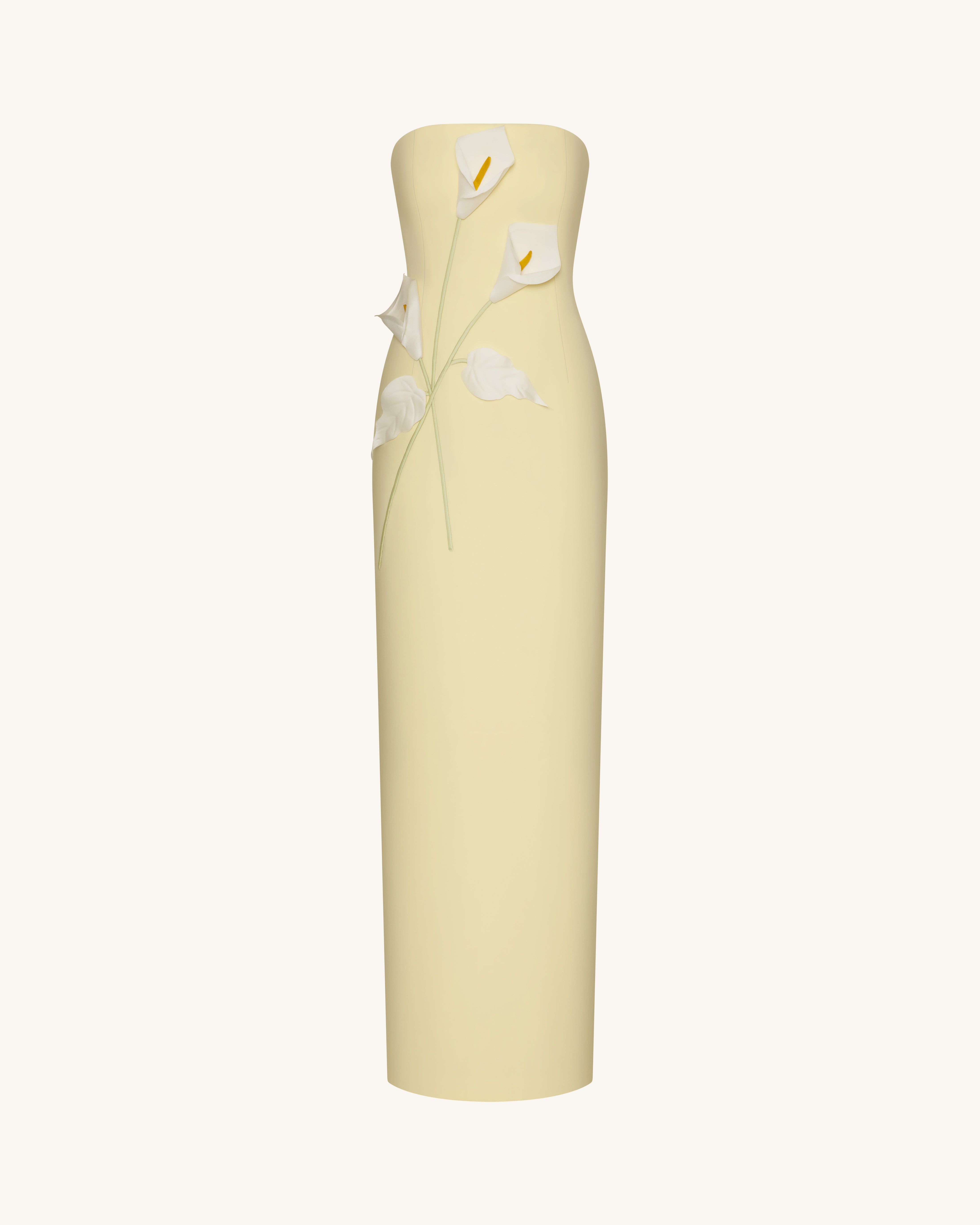 Floral Appliqué Strapless Dress - Navy Blue