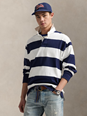 Polo ralph lauren "Big Fit" Blue Polo Shirt with Classic Collar and All-Over Striped Motif in Cotton Man