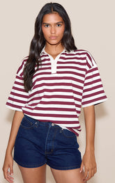 Indigo Contrast Stitch High Waisted Mom Shorts