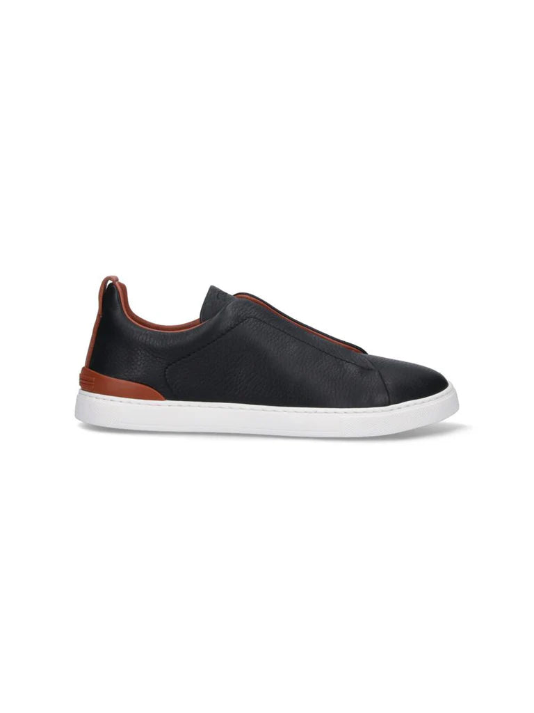 Zegna Men’s Black Slip-On Sneakers – Premium Deer & Cow Leather | Made in Italy | RLHCVO S4667ZSNE