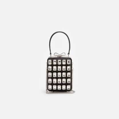 Black Satin Crystal Micro Bag
