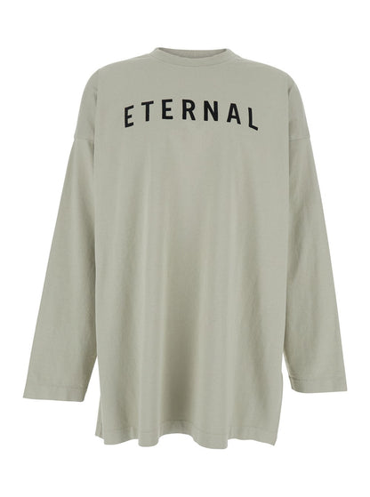 Fear of god Grey T-shirt with Eternal Print on the Front and Logo Patch on the Back in Cotton Man