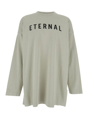 Fear of god Grey T-shirt with Eternal Print on the Front and Logo Patch on the Back in Cotton Man