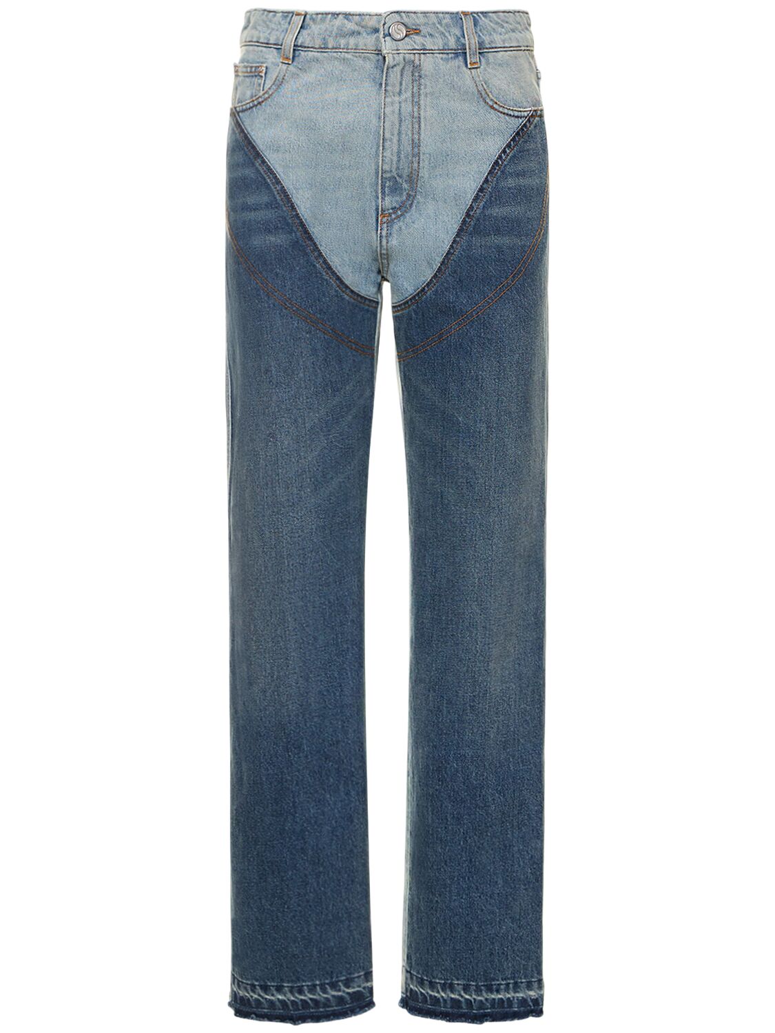 Stella McCartney Two tone cotton denim wide leg jeans