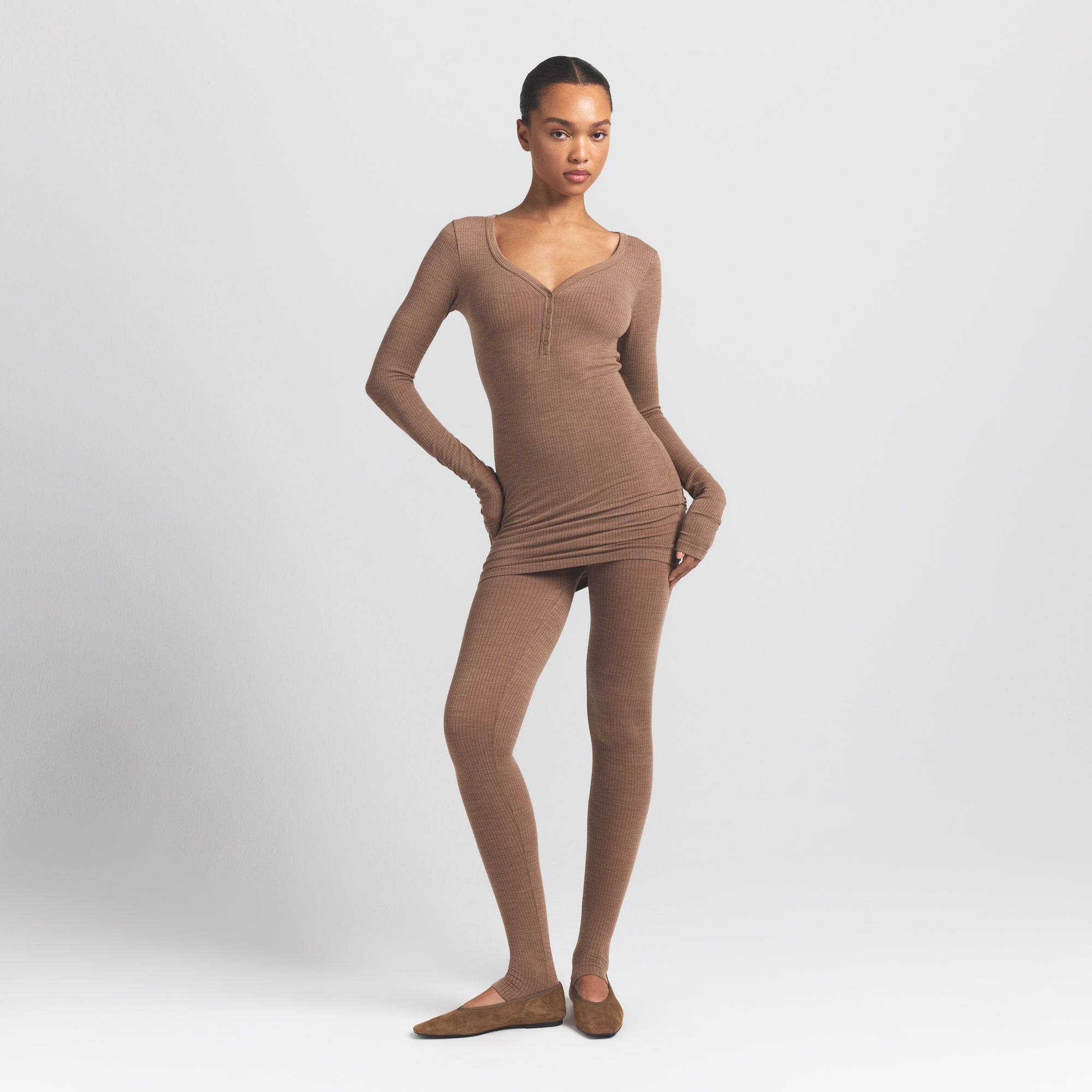 Wool Rib Henley Dress