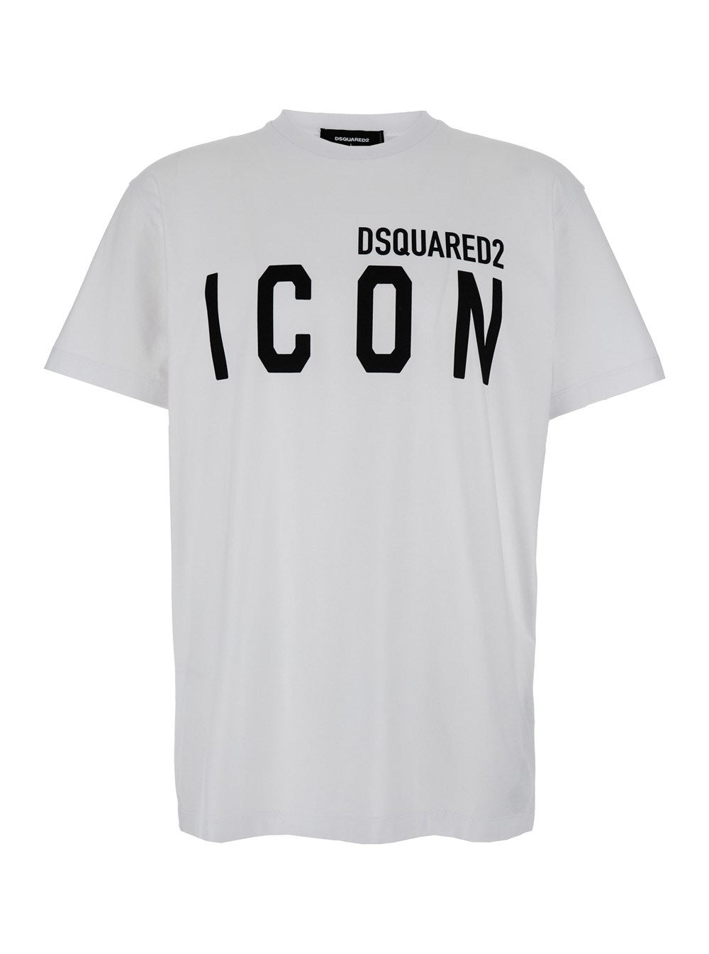 Dsquared2 White Crewneck T-Shirt with Maxi Logo Print on the Front in Cotton Man
