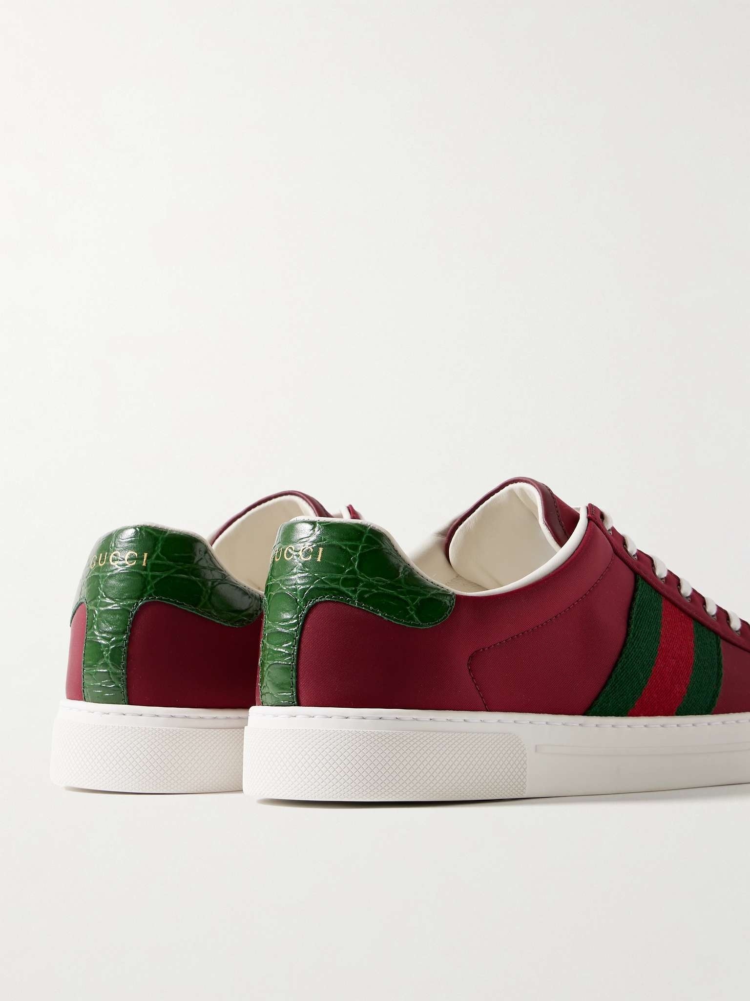 Ace Croc-Effect Leather and Webbing-Trimmed Twill Sneakers