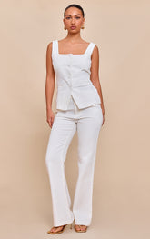 White Mid Waist Straight Leg Jeans