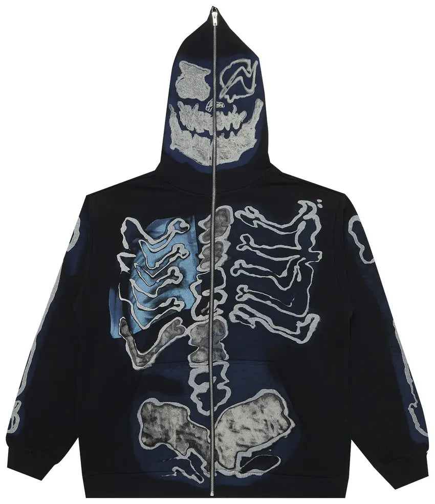 Cactus Jack by Travis Scott For Fragment Skeleton Graffiti Full Zip Hoodie 'Black'
